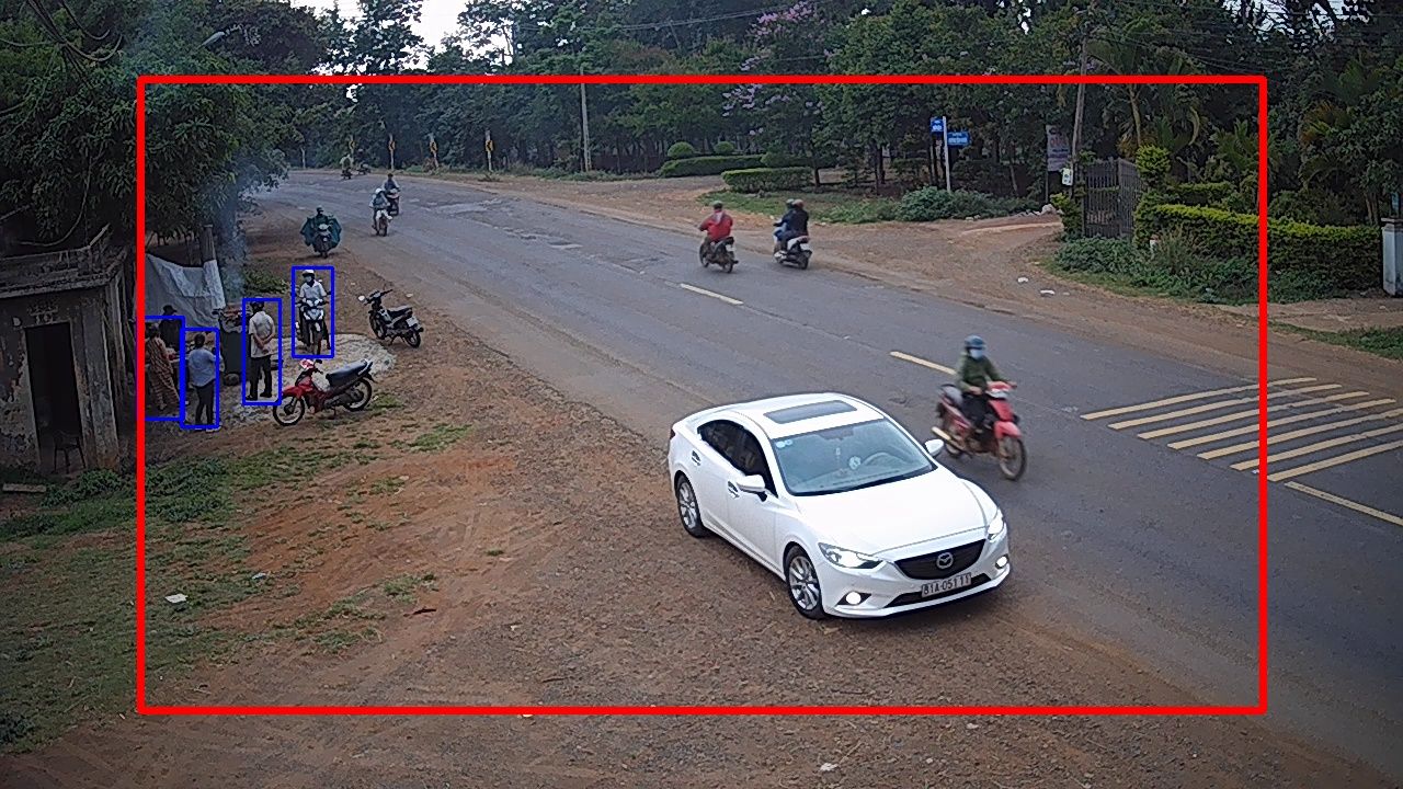 A crowd gathered on the left side of the frame.